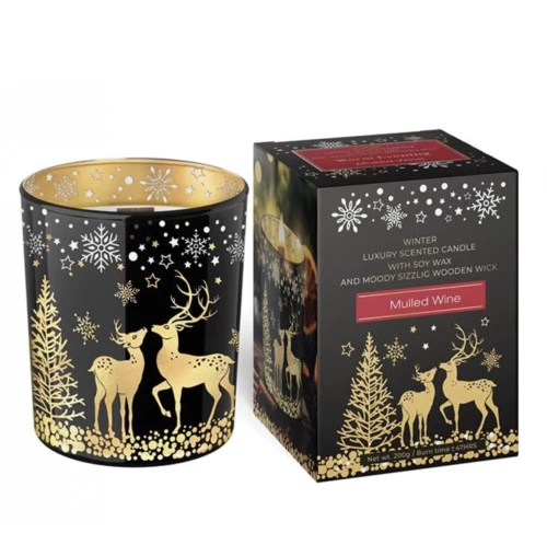Bartek Candles Aromatic Candle with Wooden Wick Warm Evening Mulled Wine 200g