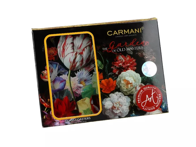 Carmani תחתית זכוכית - פרחים בסגנון בארוק,Tulip 10.5x10.5 195-0703