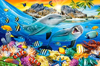 Castorland פאזל דולפינים בטבע טרופי 180 חלקים