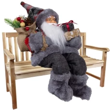 Eurotrading Decorative Figure Santa Sitting, 30 cm, Gray