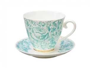Tea Cup with Saucer, Carnation Shape 'Green Summer'