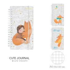 ברונו ויסקונטי מחברת על גבעול עם גומי «CUTE JOURNAL MINI. שועלים קסומים» B6-, 80 דפים מנוקדים, 3 סוגים