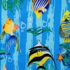 נטלי מגבת חוף "דגים", 150x80 ס"מ, כחולה