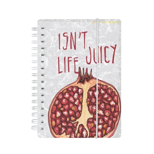 ברונו ויסקונטי מחברת על גבעול עם גומי «CUTE JOURNAL MINI. JUICY LIFE רימון» A6, 80 דפים, רשת