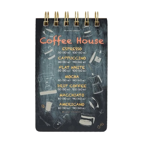 Bruno Visconti  БЛОКНОТ НА ГРЕБНЕ «CUTE JOURNAL» A6-, BV, 100 Л. COFFEЕ HOUSE ЛИНЕЙКА