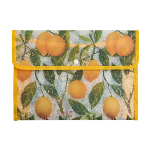 תיקיית מעטפה עם כפתור BrunoVisconti, Flora: לימונים, A4, ‏33×24 ס"מ.
