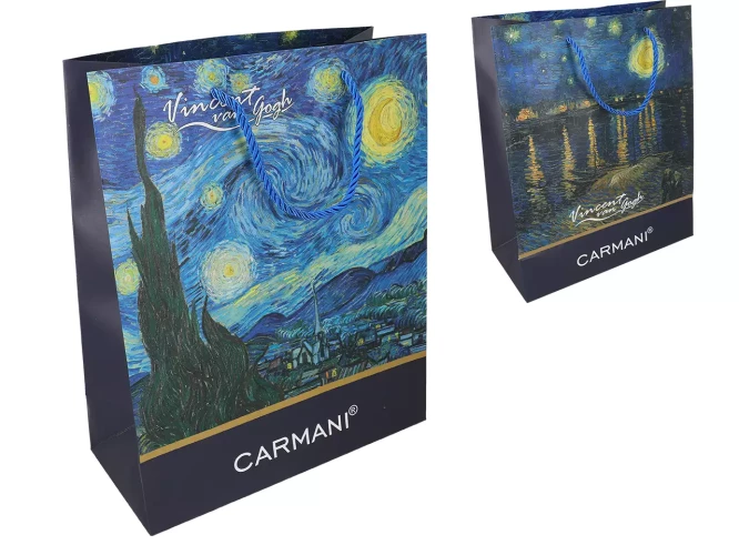 Carmani שקית מתנה - ו. ואן גוך, קפה טרסה בלילה 26x32x12 ס"מ 033-1811