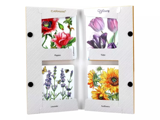 Carmani סט של 4 תתי כוסות מעץ שעם