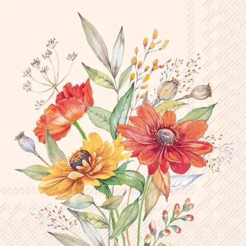 מגבות נייר (קוקטייל) "Soft Sunset Bouquet Cream", 25x25