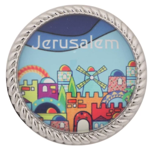 ART Judaica מגנט עם זכוכית "ירושלים" 4ס"מ