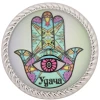 ART Judaica מגנט עם זכוכית חמסה צבעונית "מזל", 4 ס"מ.