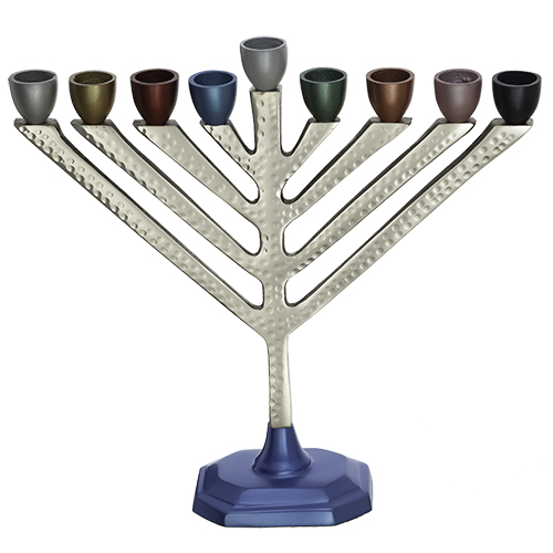 ART Judaica מנורת חנוכה צבעונית מאלומיניום חב״ד 29 ס״מ