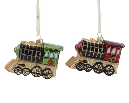 Glass Toy "Train, 10.5x4.5x8cm, 2 colors, Kaemingk