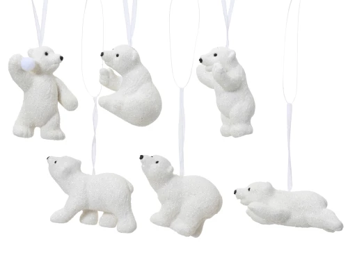 Елочная игрушка "Полярный медведь", пластик , 2x8x6см, 6 видов, Kaemingk
