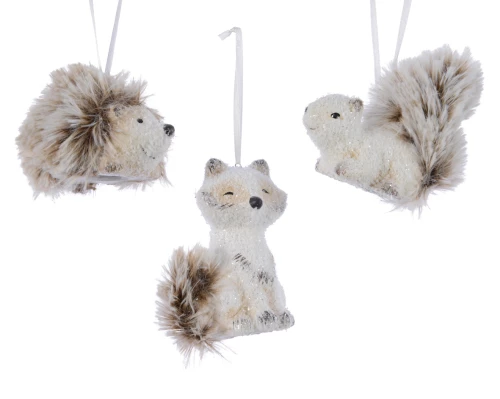 Kaemingk Hanging Fur Decoration Animal Figurine, 5 cm, 3 styles