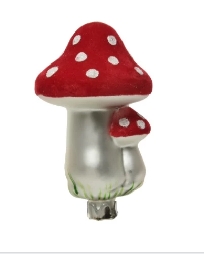 קאימינגק קישוט זכוכית פטריה, 12x6 ס"מ, אדום