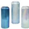  vase מ стекла רליף, 9.8x24.5 ס"מ, 3 סוגים, Kaemingk